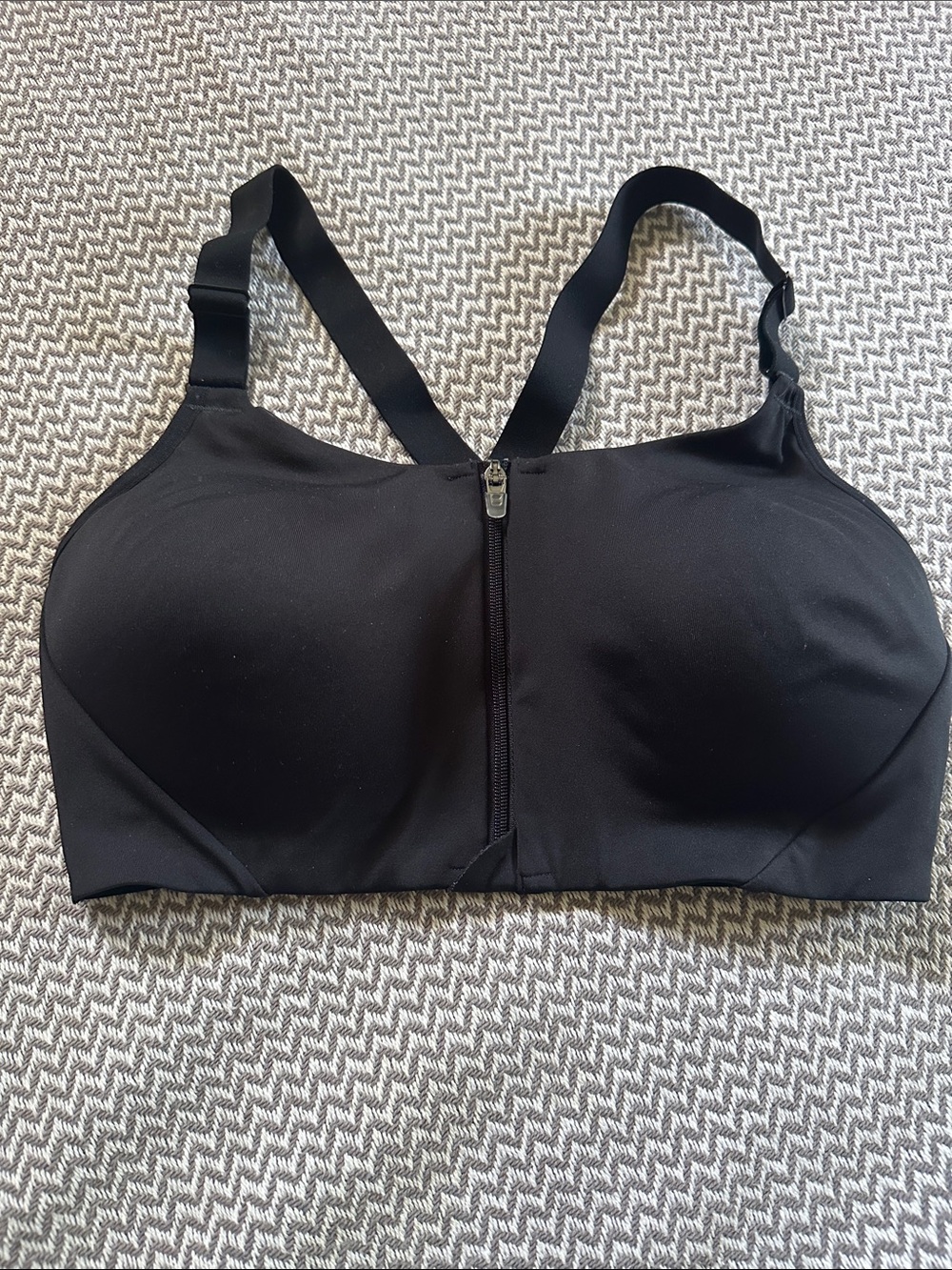 all in motion, high support front-zip bra, black, 36C